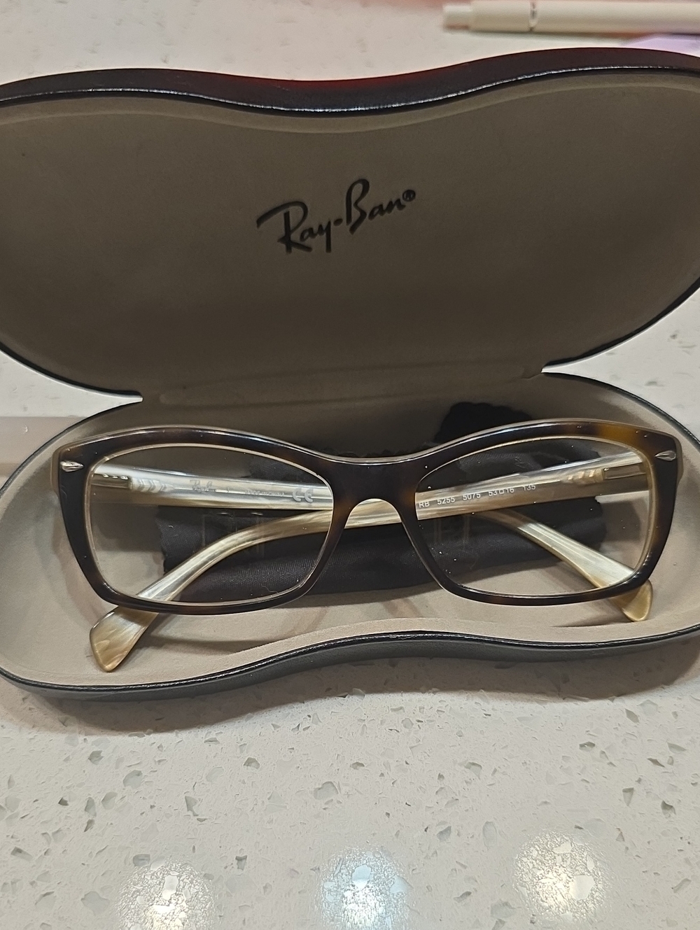 Ray-Ban Women's Brown Tortoiseshell and Cream Optical Frames